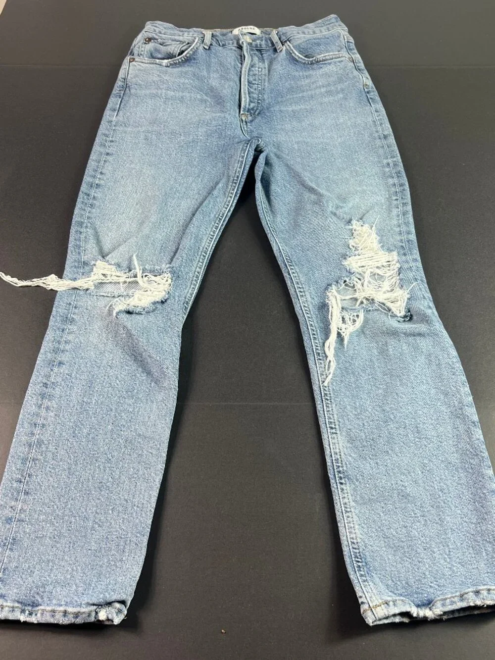 AGOLDE Jeans Womens 26x25* Riley High Rise Straight Crop Blue Faded Denim Tag 27
